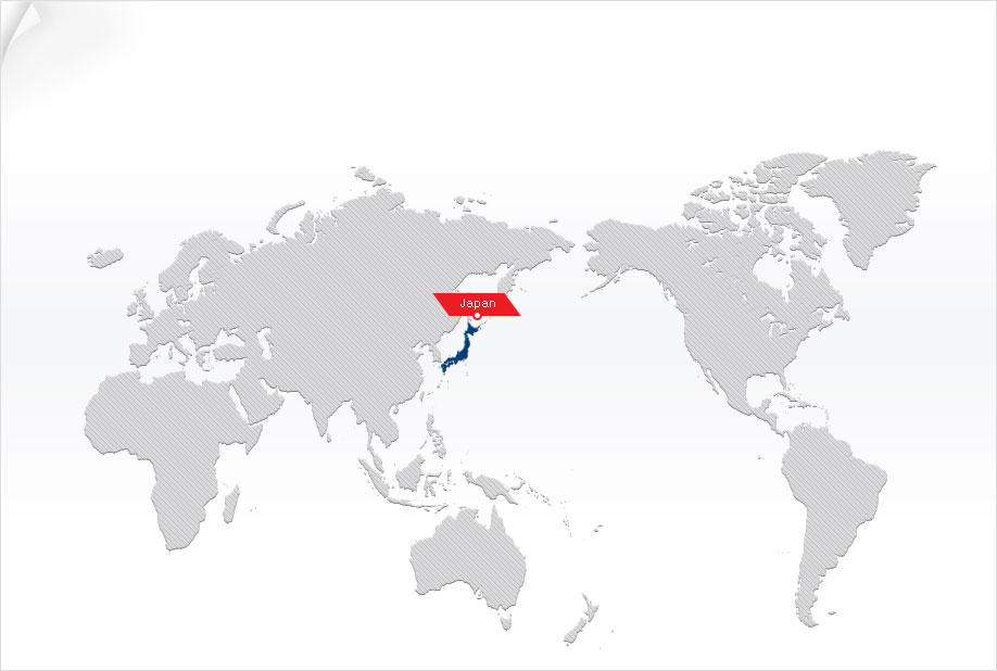 World map showing Japan