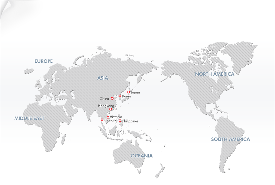 Service Route Korea, China, Japan, Thiailand, India, Vietnam, Philippines, Malaysia, Indonesia, Austraila